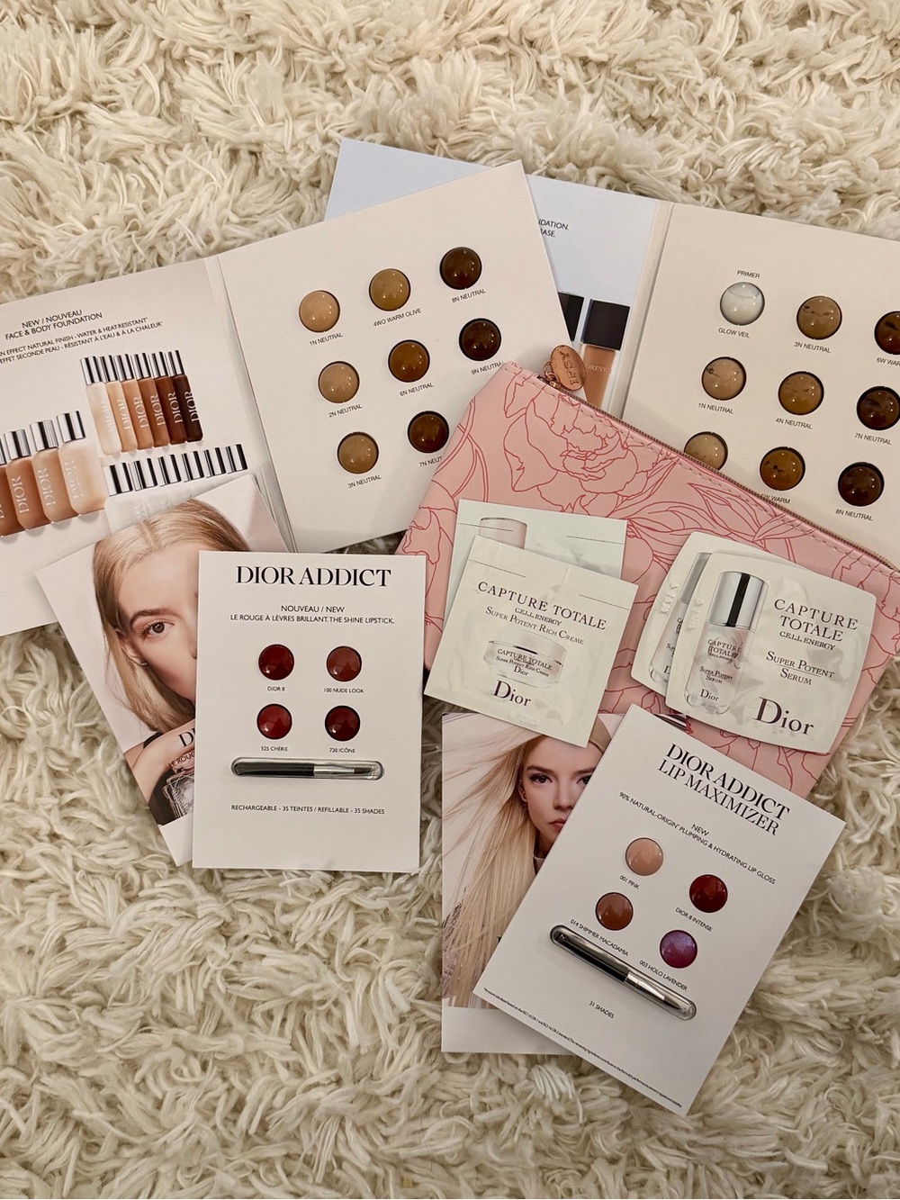Dior Lipstick, Skin and Foundation Sample w Zip Pouch - NEW!